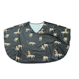 Emery Rose Women's Leopard Print V-Neck Poncho Top‎ Blouse Size L NWT